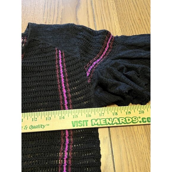 Free People Beach Black‎ Crochet Open Knit Tunic Top Size Measured Boho Cottage - Picture 5 of 8